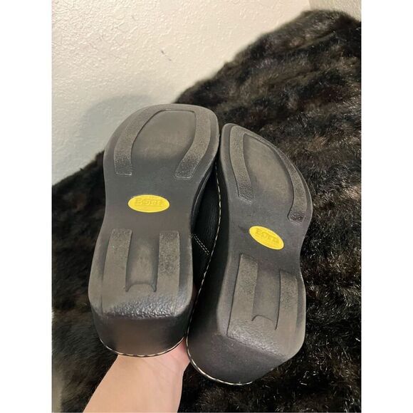 Size 8 Born womens black leather platform slip on clog - Picture 5 of 5